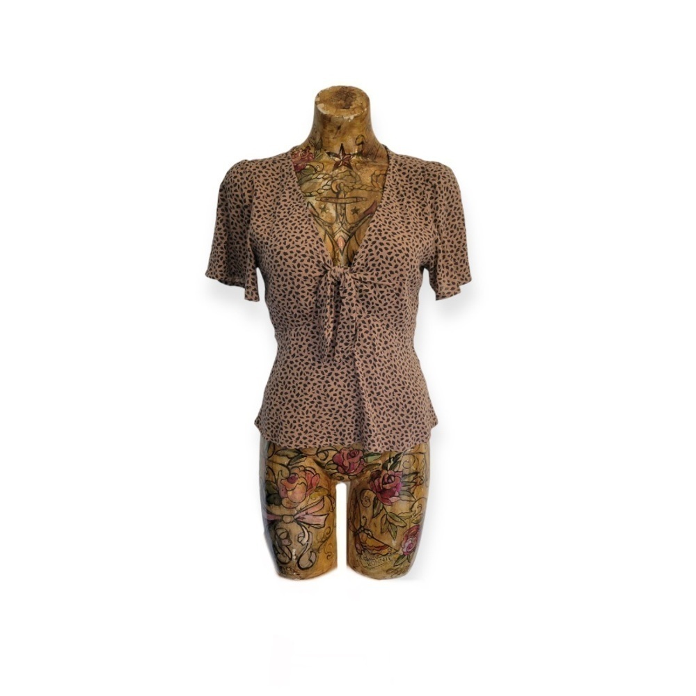 Abercrombie & FItch top animal cheetah pattern brown black small short sleeve